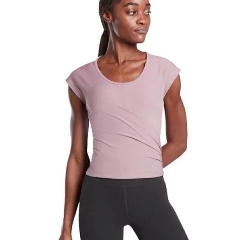 Athleta Bayview Tee In Flora Mauve Ribbed Sz XS